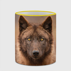 Кружка 3D Молодой волк, цвет: 3D-желтый кант — фото 2