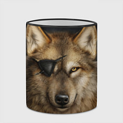 Кружка 3D Одноглазый волк - пират, цвет: 3D-черный кант — фото 2