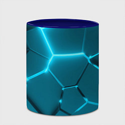 Кружка 3D Ледяные неоновые геометрические плиты, цвет: 3D-белый + синий — фото 2
