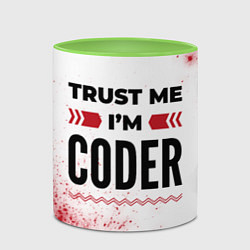 Кружка 3D Trust me Im coder white, цвет: 3D-белый + светло-зеленый — фото 2