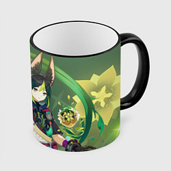 Кружка 3D Tighnari Genshin Impact, цвет: 3D-черный кант