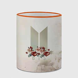 Кружка 3D BTS Logo And Flowers, цвет: 3D-оранжевый кант — фото 2