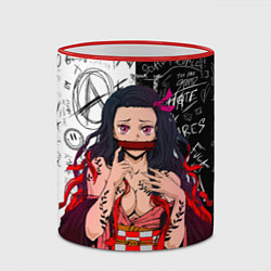 Кружка 3D Незуко - Клинок рассекающий демонов, цвет: 3D-красный кант — фото 2