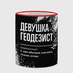 Кружка 3D Девушка геодезист - определение на темном фоне, цвет: 3D-красный кант — фото 2