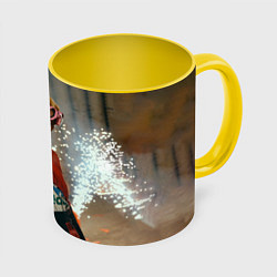 Кружка 3D Hyunjin Maniac, цвет: 3D-белый + желтый