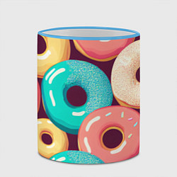 Кружка 3D Пончики и только пончики, цвет: 3D-небесно-голубой кант — фото 2