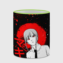 Кружка 3D Человек-бензопила - манга - Макима, цвет: 3D-светло-зеленый кант — фото 2