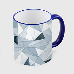 Кружка 3D Множество треугольников - Абстрактная броня, цвет: 3D-синий кант