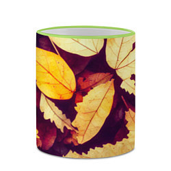 Кружка 3D Осенняя листва узор, цвет: 3D-светло-зеленый кант — фото 2