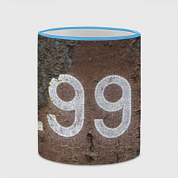 Кружка 3D Номер 99 на ржавом металле, цвет: 3D-небесно-голубой кант — фото 2