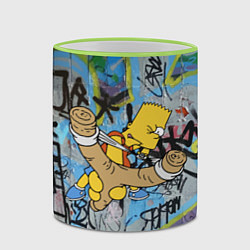 Кружка 3D Целящийся из рогатки Барт Симпсон на фоне граффити, цвет: 3D-светло-зеленый кант — фото 2