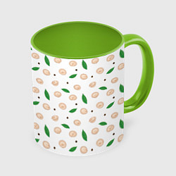 Кружка 3D Пельмени с лавровым листом и перцем, цвет: 3D-белый + светло-зеленый