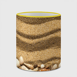 Кружка 3D Ракушки на песчаном берегу, цвет: 3D-желтый кант — фото 2