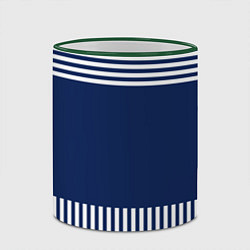 Кружка 3D Синий полосатый узор, цвет: 3D-зеленый кант — фото 2
