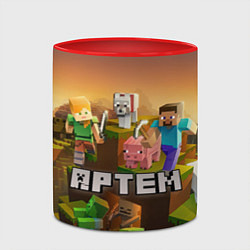 Кружка 3D Артем Minecraft, цвет: 3D-белый + красный — фото 2