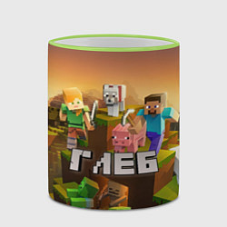 Кружка 3D Глеб Minecraft, цвет: 3D-светло-зеленый кант — фото 2