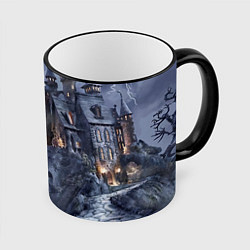 Кружка 3D Старый заброшенный замок - Halloween, цвет: 3D-черный кант