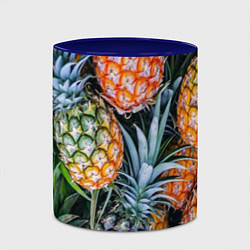 Кружка 3D Фон из ананасов, цвет: 3D-белый + синий — фото 2