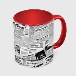Кружка 3D Газетный коллаж, цвет: 3D-белый + красный