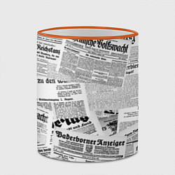 Кружка 3D Газетный коллаж, цвет: 3D-оранжевый кант — фото 2