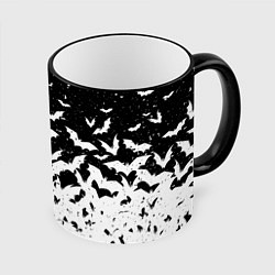 Кружка 3D Black and white bat pattern, цвет: 3D-черный кант
