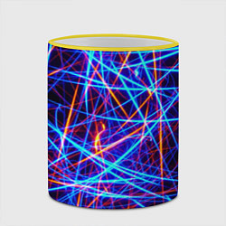 Кружка 3D Красно-синие неоновые линии, цвет: 3D-желтый кант — фото 2