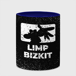 Кружка 3D Limp Bizkit с потертостями на темном фоне, цвет: 3D-белый + синий — фото 2