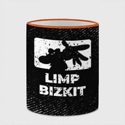 Кружка 3D Limp Bizkit с потертостями на темном фоне, цвет: 3D-оранжевый кант — фото 2