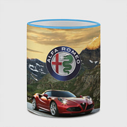 Кружка 3D Альфа - Ромео на горной дороге, цвет: 3D-небесно-голубой кант — фото 2