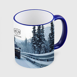 Кружка 3D Dodge in winter forest, цвет: 3D-синий кант