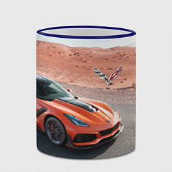 Кружка 3D Chevrolet Corvette - Motorsport - Desert, цвет: 3D-синий кант — фото 2