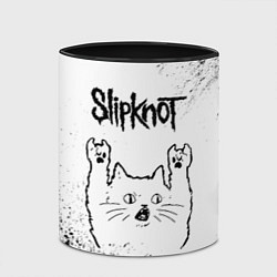 Кружка 3D Slipknot рок кот на светлом фоне, цвет: 3D-белый + черный — фото 2