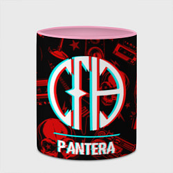 Кружка 3D Pantera rock glitch, цвет: 3D-белый + розовый — фото 2