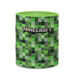 Кружка 3D Minecraft - пиксельные лица, цвет: 3D-белый + светло-зеленый — фото 2