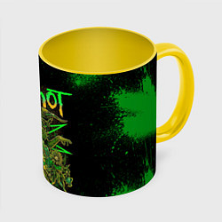 Кружка 3D Slipknot green satan, цвет: 3D-белый + желтый
