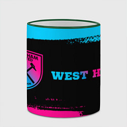 Кружка 3D West Ham - neon gradient: надпись и символ, цвет: 3D-зеленый кант — фото 2