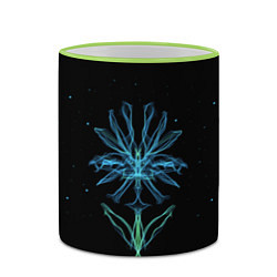Кружка 3D Неоновый цветок на черном фоне, цвет: 3D-светло-зеленый кант — фото 2