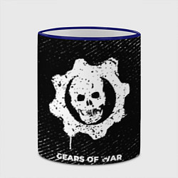 Кружка 3D Gears of War с потертостями на темном фоне, цвет: 3D-синий кант — фото 2