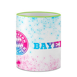 Кружка 3D Bayern neon gradient style: надпись и символ, цвет: 3D-светло-зеленый кант — фото 2
