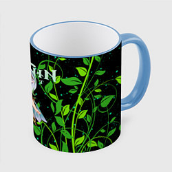 Кружка 3D Нахида дендро архонт, цвет: 3D-небесно-голубой кант