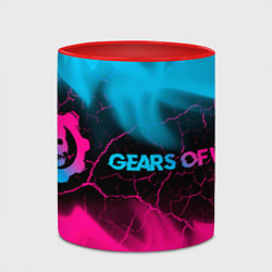 Кружка 3D Gears of War - neon gradient: надпись и символ, цвет: 3D-белый + красный — фото 2