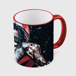 Кружка 3D Cool Santa Rastaman, цвет: 3D-красный кант