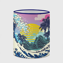 Кружка 3D Штормовые океанские волны и пальмы, цвет: 3D-синий кант — фото 2