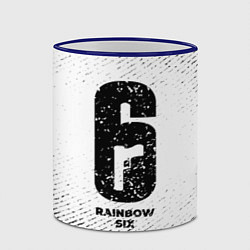 Кружка 3D Rainbow Six с потертостями на светлом фоне, цвет: 3D-синий кант — фото 2