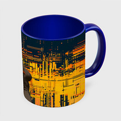 Кружка 3D Макима - chainsaw man, цвет: 3D-белый + синий