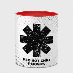 Кружка 3D Red Hot Chili Peppers с потертостями на светлом фо, цвет: 3D-белый + красный — фото 2