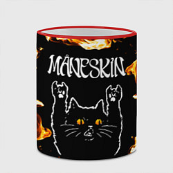 Кружка 3D Maneskin рок кот и огонь, цвет: 3D-красный кант — фото 2