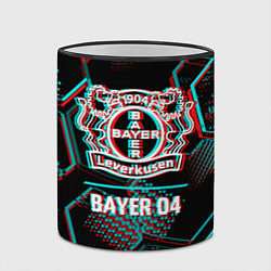 Кружка 3D Bayer 04 FC в стиле glitch на темном фоне, цвет: 3D-черный кант — фото 2