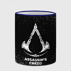 Кружка 3D Assassins Creed с потертостями на темном фоне, цвет: 3D-синий кант — фото 2