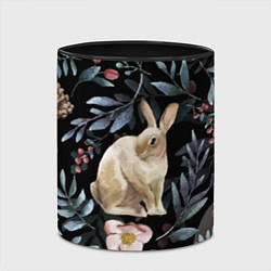 Кружка 3D Новогодний кролик - Веточки и цветочки, цвет: 3D-белый + черный — фото 2
